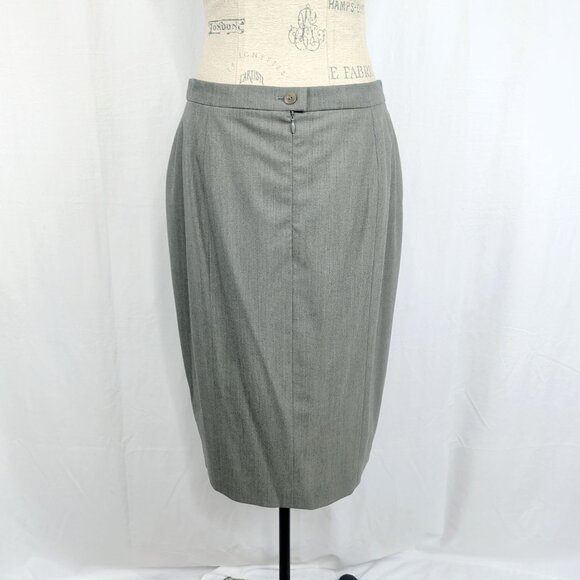 Vintage Escada Skirt Medium Gray Pencil Career - Picture 6 of 10